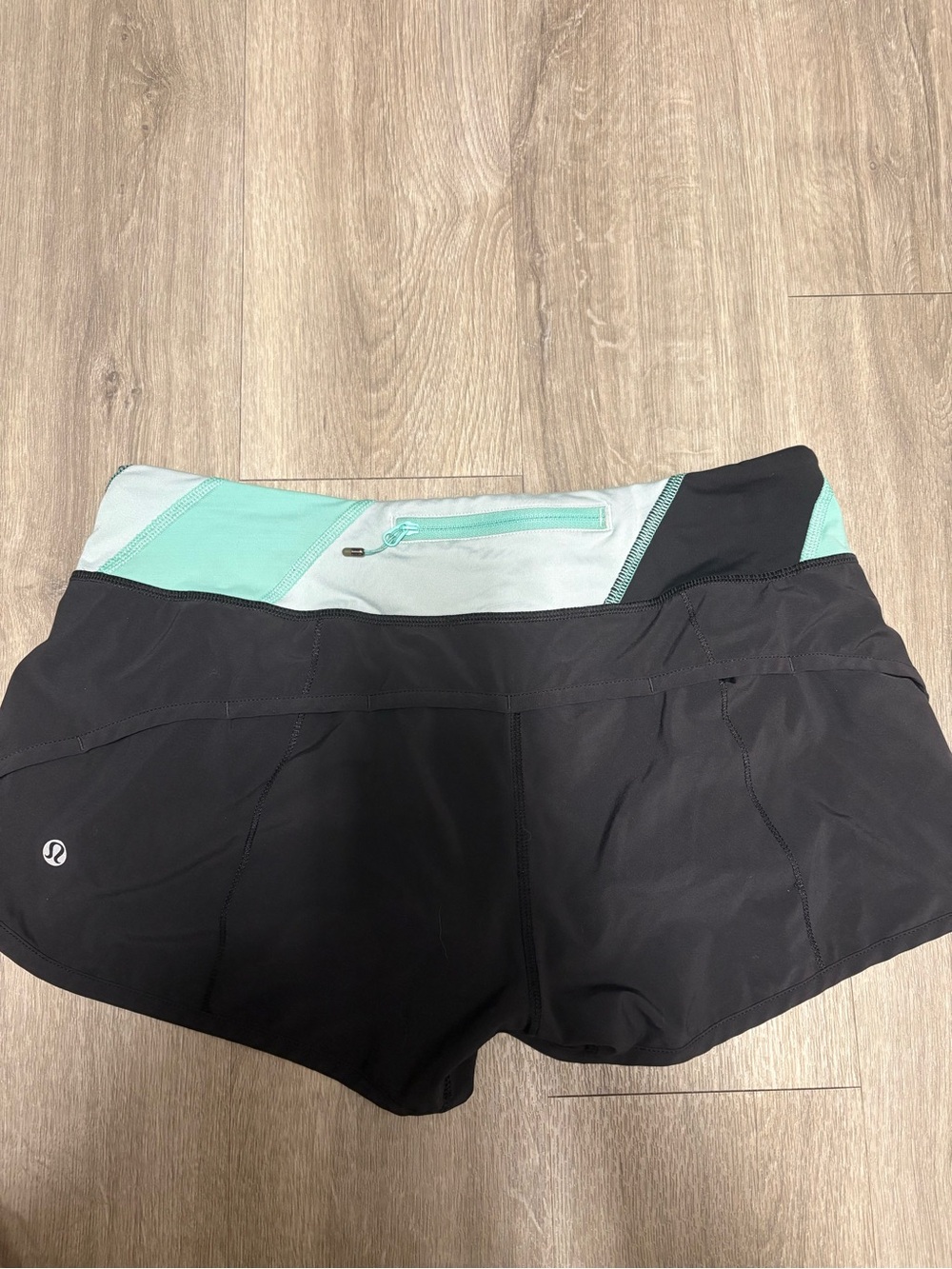 lululemon athletica Black Athletic Shorts with Mint Waistband